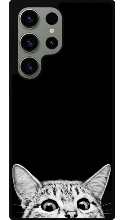 Coque Samsung Galaxy S23 Ultra - Silicone rigide noir Cat Looking Up Black