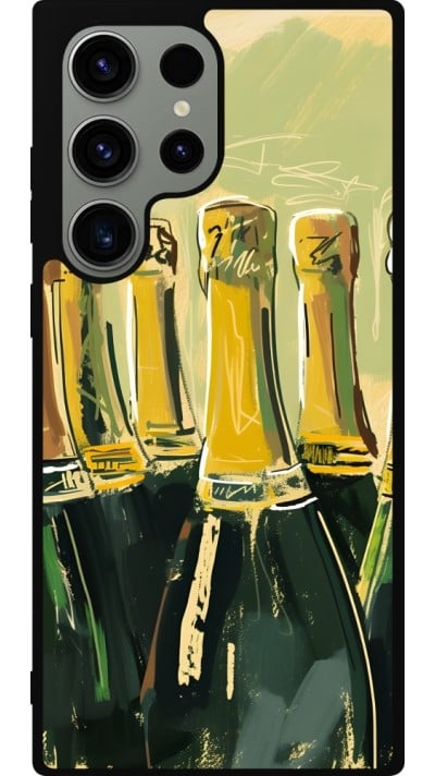 Coque Samsung Galaxy S23 Ultra - Silicone rigide noir Champagne peinture