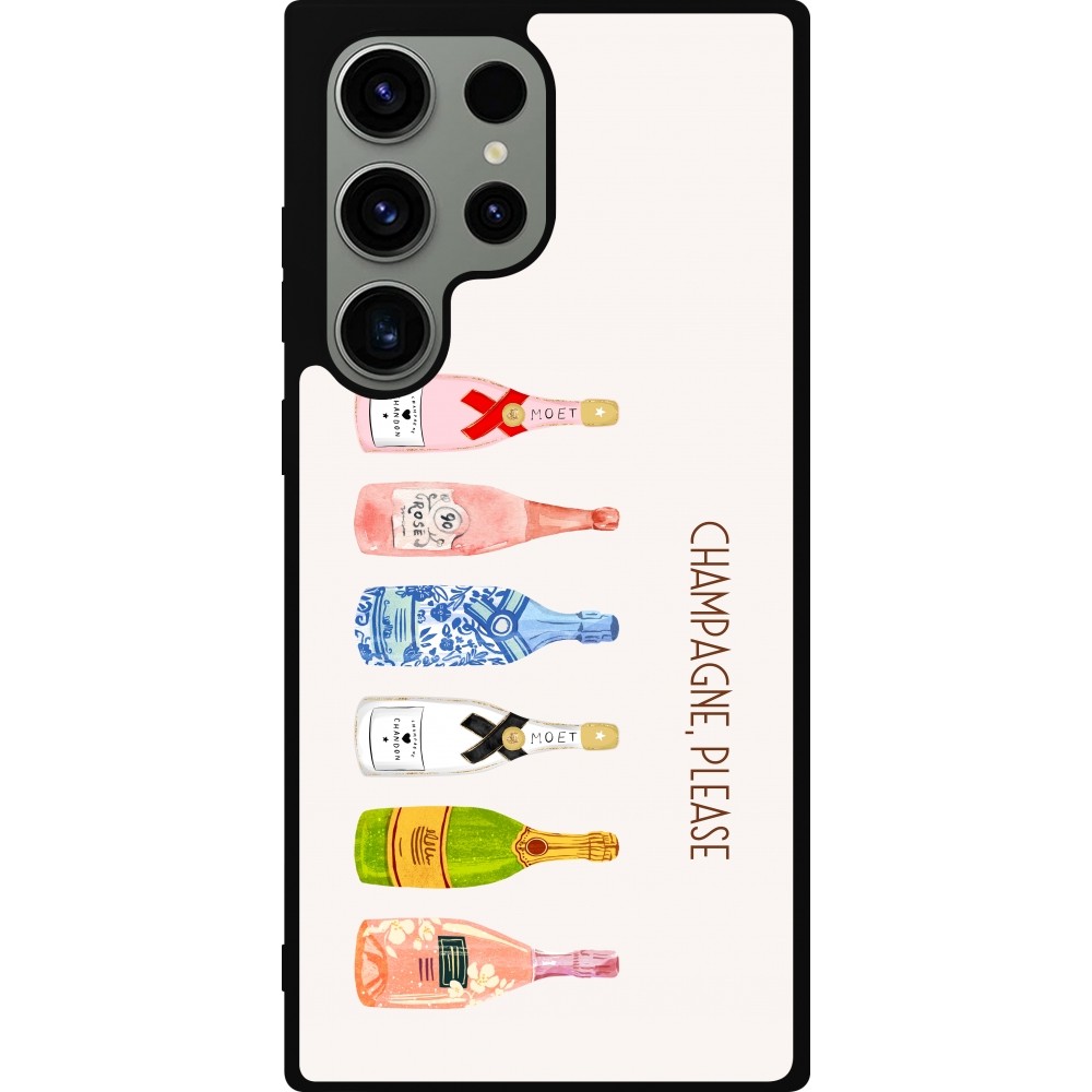Coque Samsung Galaxy S23 Ultra - Silicone rigide noir Champagne Please
