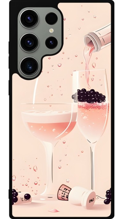 Coque Samsung Galaxy S23 Ultra - Silicone rigide noir Champagne Pouring Pink