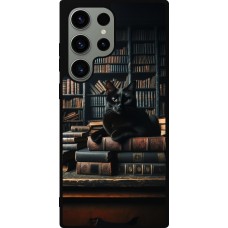 Samsung Galaxy S23 Ultra Case Hülle - Silikon schwarz Katze Bücher dunkel