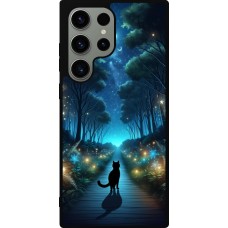 Samsung Galaxy S23 Ultra Case Hülle - Silikon schwarz Schwarze Katze Spaziergang