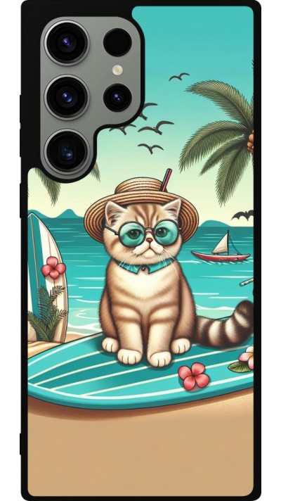 Coque Samsung Galaxy S23 Ultra - Silicone rigide noir Chat Surf Style