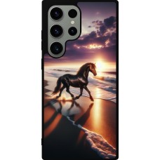 Coque Samsung Galaxy S23 Ultra - Silicone rigide noir Cheval majestueux plage