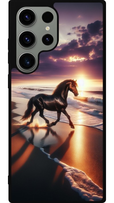Coque Samsung Galaxy S23 Ultra - Silicone rigide noir Cheval majestueux plage