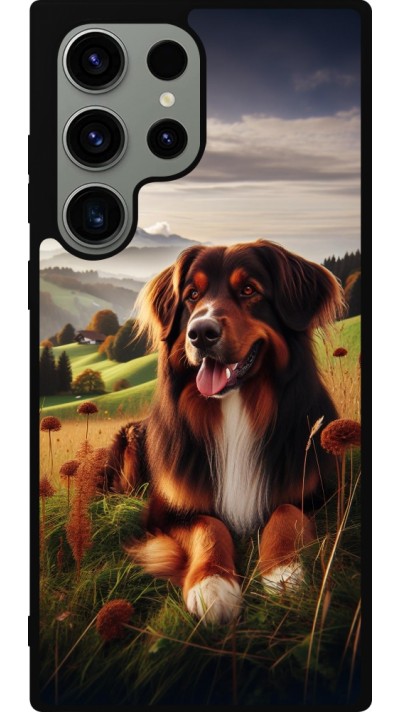 Coque Samsung Galaxy S23 Ultra - Silicone rigide noir Chien Campagne Suisse