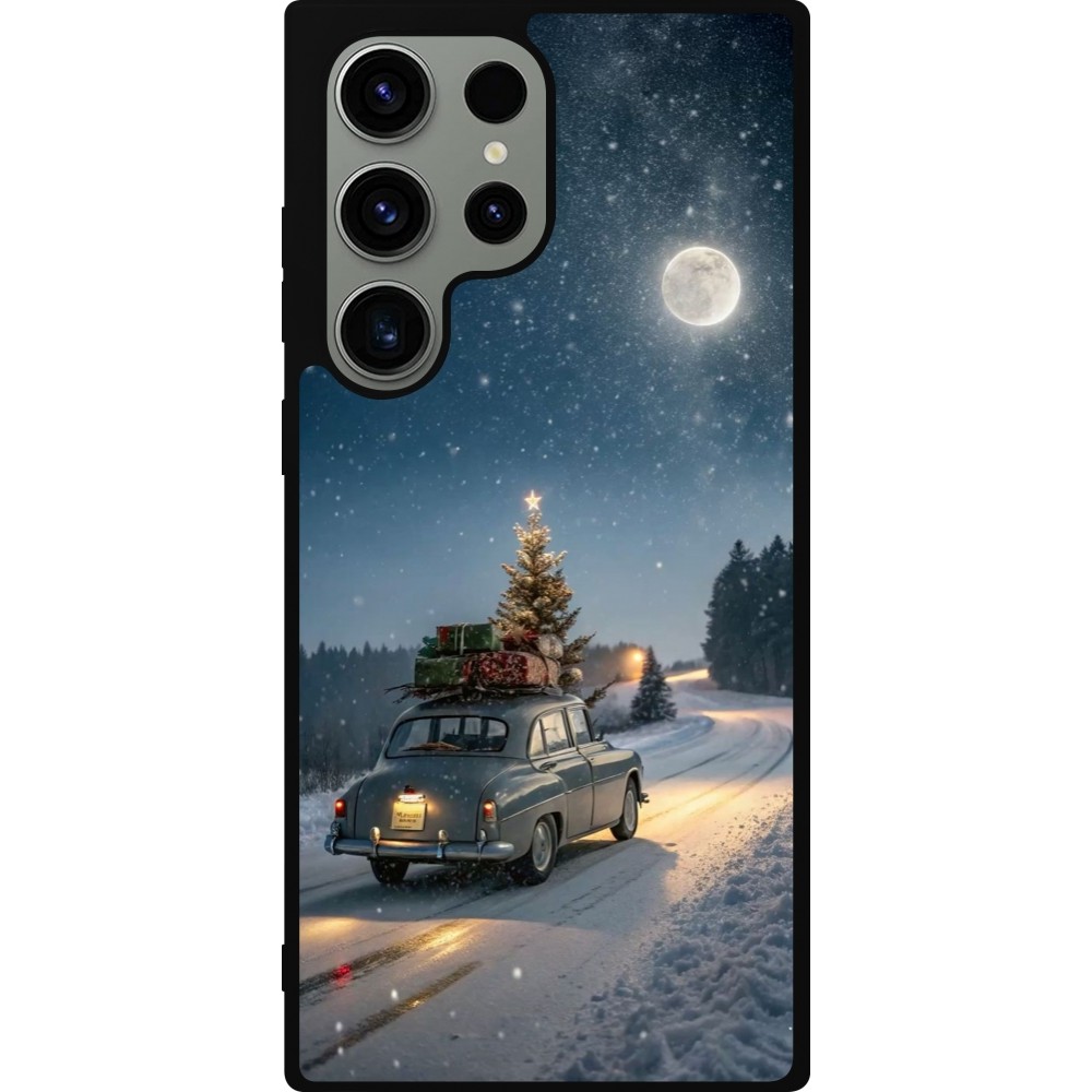 Coque Samsung Galaxy S23 Ultra - Silicone rigide noir Christmas 25 Car with Tree Xmas
