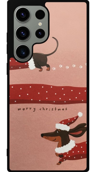 Coque Samsung Galaxy S23 Ultra - Silicone rigide noir Christmas 25 Teckel Merry Xmas