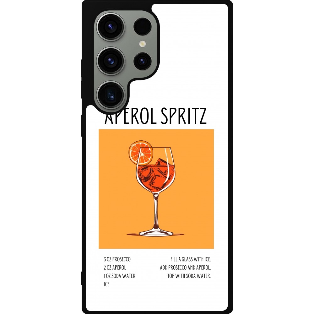 Samsung Galaxy S23 Ultra Case Hülle - Silikon schwarz Cocktail Rezept Aperol Spritz