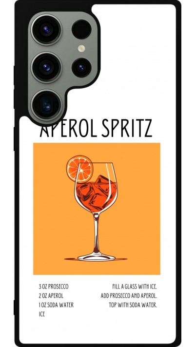 Coque Samsung Galaxy S23 Ultra - Silicone rigide noir Cocktail recette Aperol Spritz