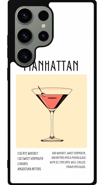 Samsung Galaxy S23 Ultra Case Hülle - Silikon schwarz Cocktail Rezept Manhattan