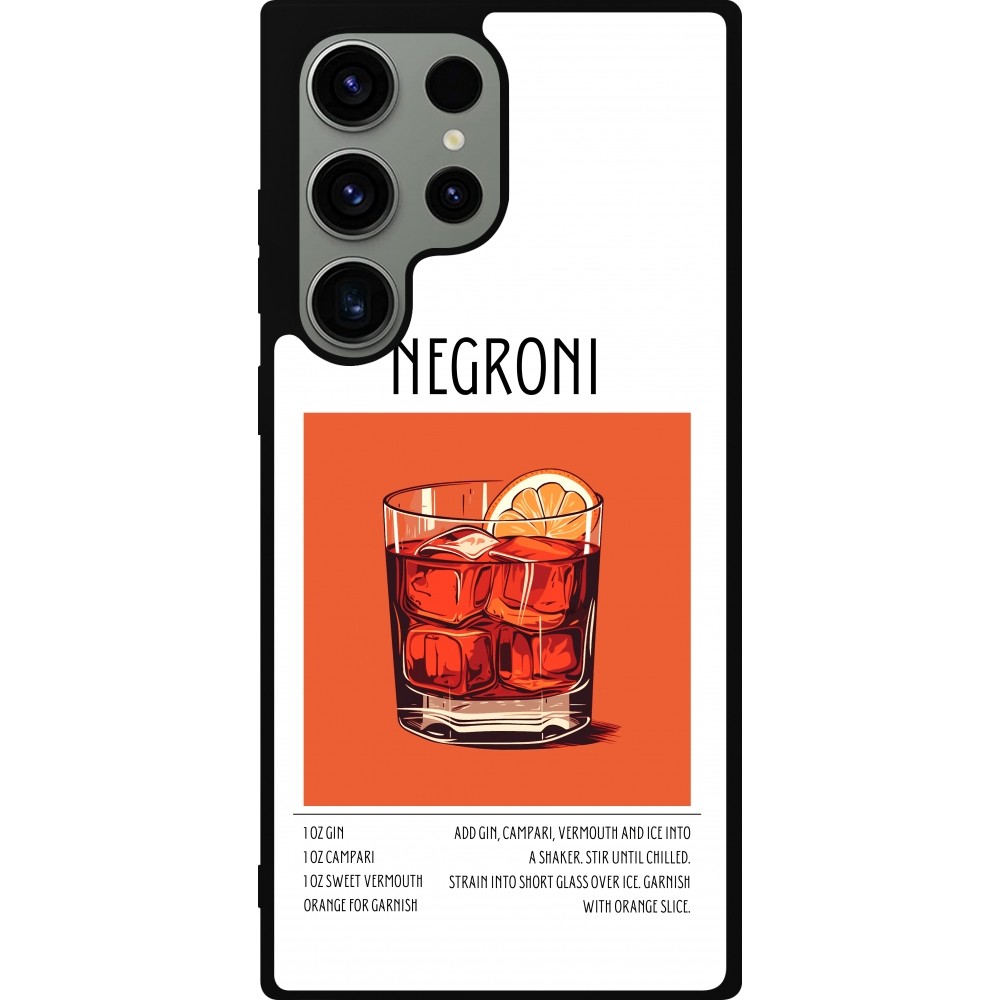 Coque Samsung Galaxy S23 Ultra - Silicone rigide noir Cocktail recette Negroni