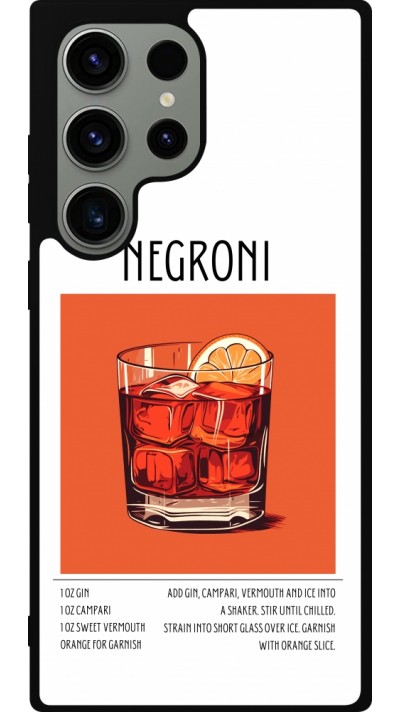 Coque Samsung Galaxy S23 Ultra - Silicone rigide noir Cocktail recette Negroni
