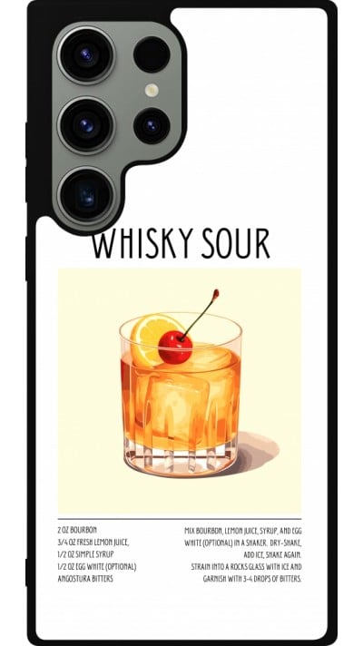 Coque Samsung Galaxy S23 Ultra - Silicone rigide noir Cocktail recette Whisky Sour