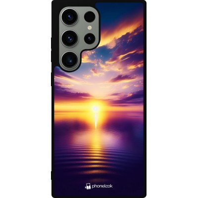 Samsung Galaxy S23 Ultra Case Hülle - Silikon schwarz Sonnenuntergang gelb violett