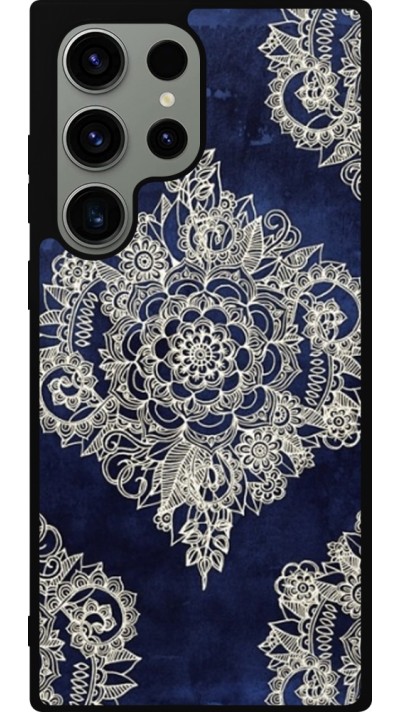 Coque Samsung Galaxy S23 Ultra - Silicone rigide noir Cream Flower Moroccan