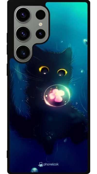 Samsung Galaxy S23 Ultra Case Hülle - Silikon schwarz Cute Cat Bubble