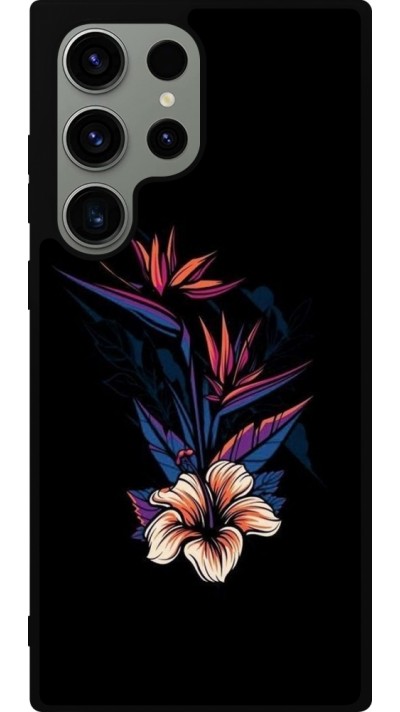 Samsung Galaxy S23 Ultra Case Hülle - Silikon schwarz Dark Flowers