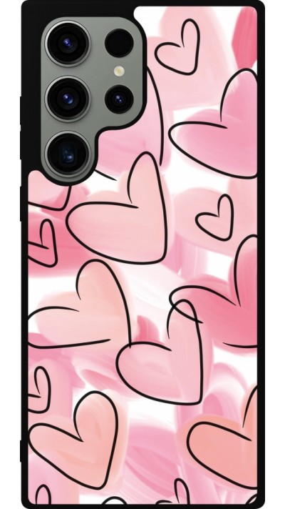 Samsung Galaxy S23 Ultra Case Hülle - Silikon schwarz Easter 2023 pink hearts
