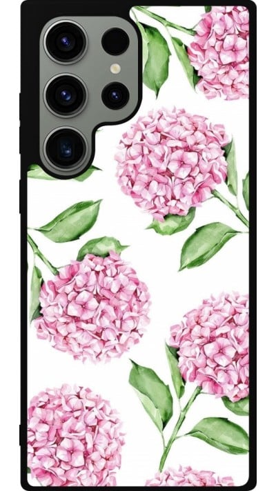 Samsung Galaxy S23 Ultra Case Hülle - Silikon schwarz Easter 2024 pink flowers