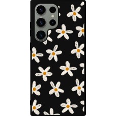 Coque Samsung Galaxy S23 Ultra - Silicone rigide noir Easter 2024 white on black flower