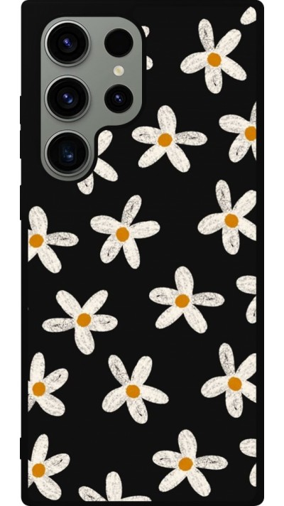 Samsung Galaxy S23 Ultra Case Hülle - Silikon schwarz Easter 2024 white on black flower