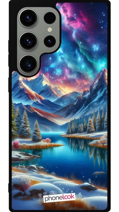 Coque Samsung Galaxy S23 Ultra - Silicone rigide noir Fantasy Mountain Lake Sky Stars