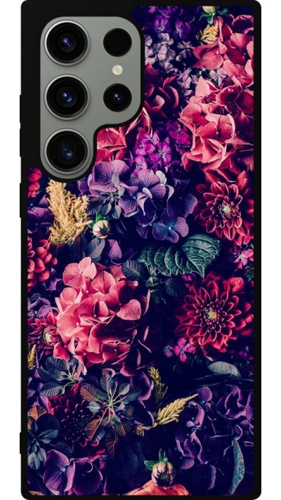 Samsung Galaxy S23 Ultra Case Hülle - Silikon schwarz Flowers Dark