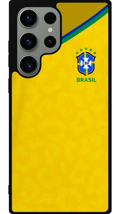 Coque Samsung Galaxy S23 Ultra - Silicone rigide noir Maillot de football Brésil 2022 personnalisable