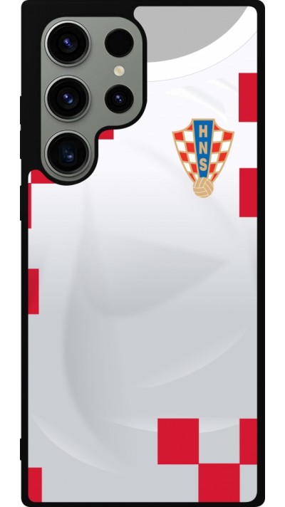 Samsung Galaxy S23 Ultra Case Hülle - Silikon schwarz Kroatien 2022 personalisierbares Fussballtrikot
