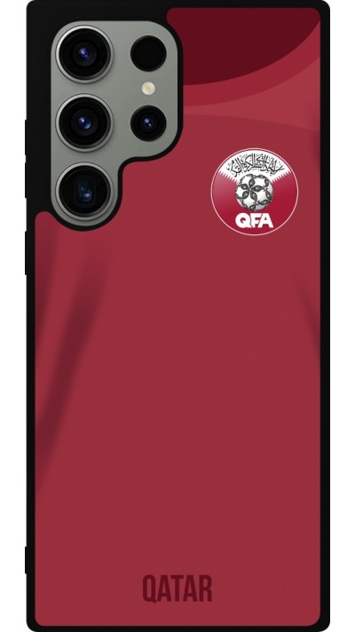 Coque Samsung Galaxy S23 Ultra - Silicone rigide noir Maillot de football Qatar 2022 personnalisable