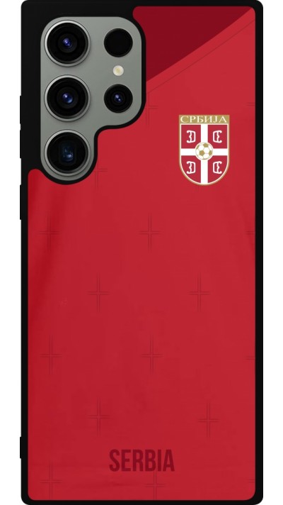 Coque Samsung Galaxy S23 Ultra - Silicone rigide noir Maillot de football Serbie 2022 personnalisable