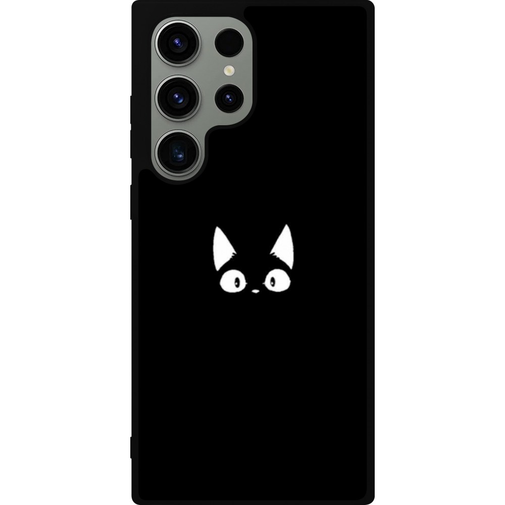 Coque Samsung Galaxy S23 Ultra - Silicone rigide noir Funny cat on black