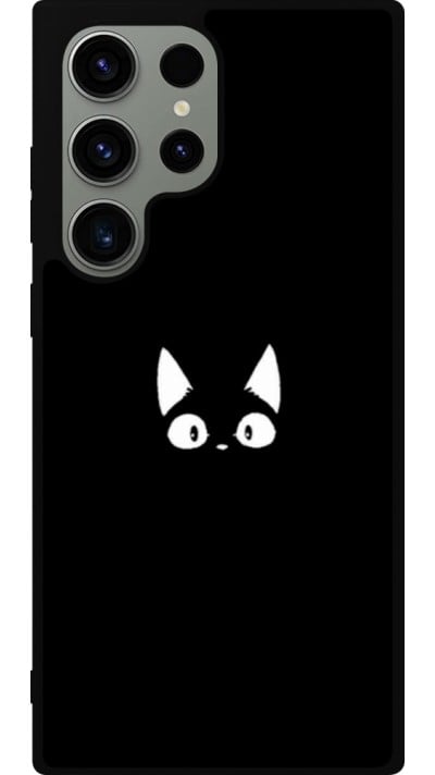 Samsung Galaxy S23 Ultra Case Hülle - Silikon schwarz Funny cat on black