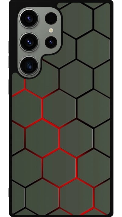 Samsung Galaxy S23 Ultra Case Hülle - Silikon schwarz Geometric Line red