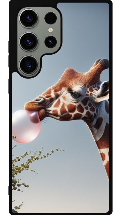 Samsung Galaxy S23 Ultra Case Hülle - Silikon schwarz Giraffe mit Blase