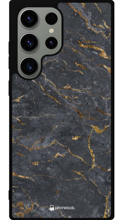 Samsung Galaxy S23 Ultra Case Hülle - Silikon schwarz Grey Gold Marble