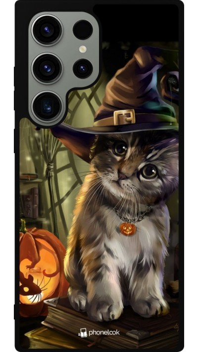 Coque Samsung Galaxy S23 Ultra - Silicone rigide noir Halloween 21 Witch cat