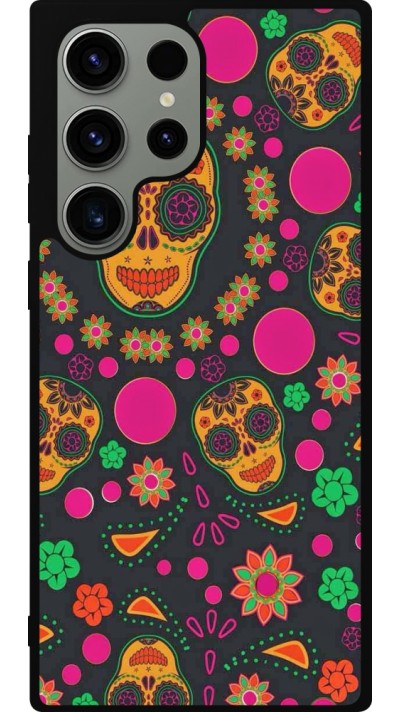 Samsung Galaxy S23 Ultra Case Hülle - Silikon schwarz Halloween 22 colorful mexican skulls