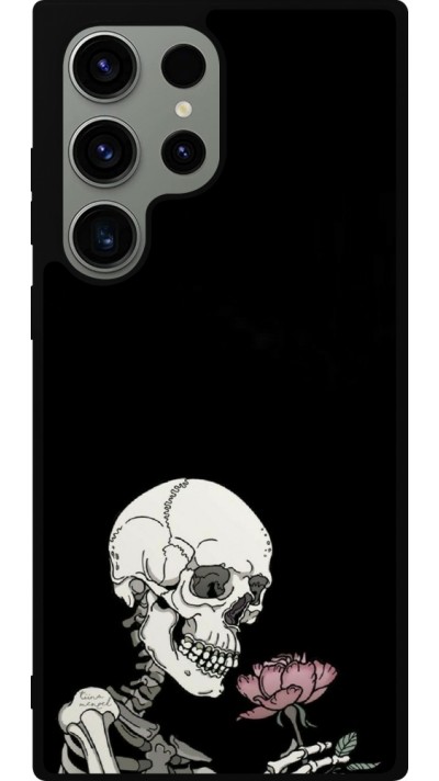 Coque Samsung Galaxy S23 Ultra - Silicone rigide noir Halloween 2023 rose and skeleton
