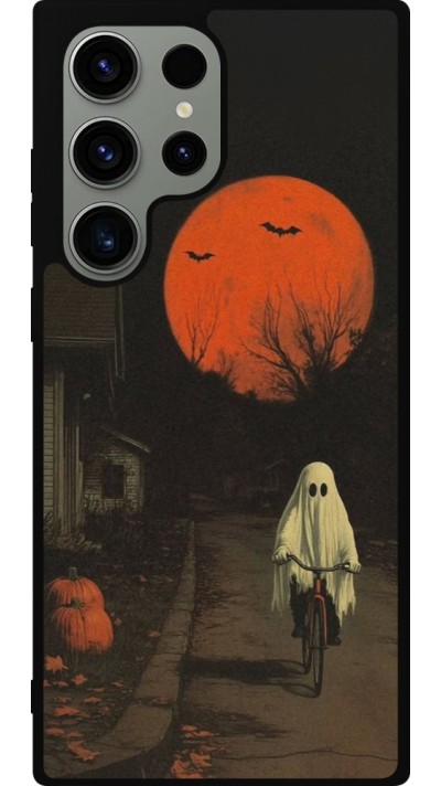 Samsung Galaxy S23 Ultra Case Hülle - Silikon schwarz Halloween 2025 Ghost on a bicycle