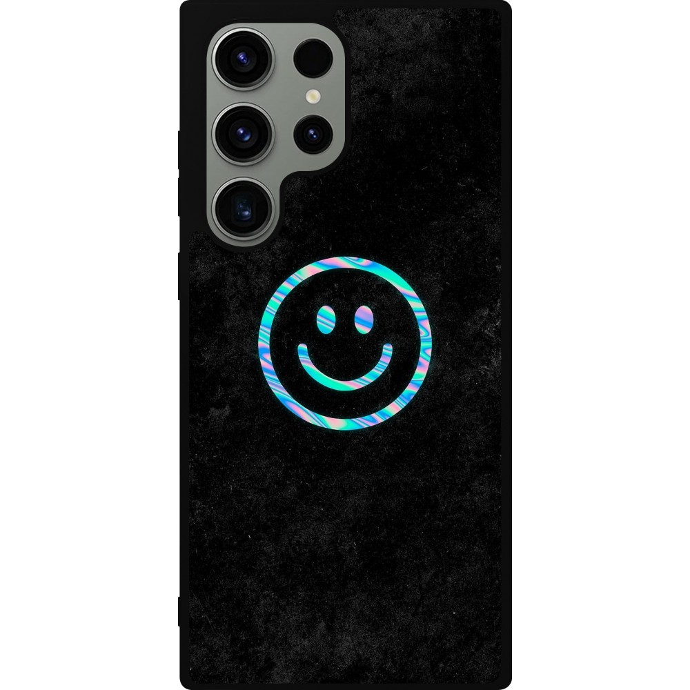 Samsung Galaxy S23 Ultra Case Hülle - Silikon schwarz Happy smiley irisirt