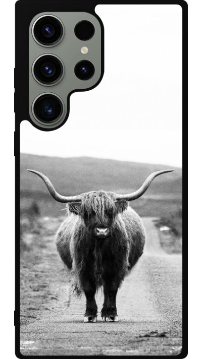 Coque Samsung Galaxy S23 Ultra - Silicone rigide noir Highland cattle