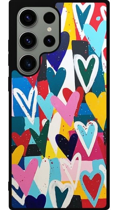 Samsung Galaxy S23 Ultra Case Hülle - Silikon schwarz Joyful Hearts