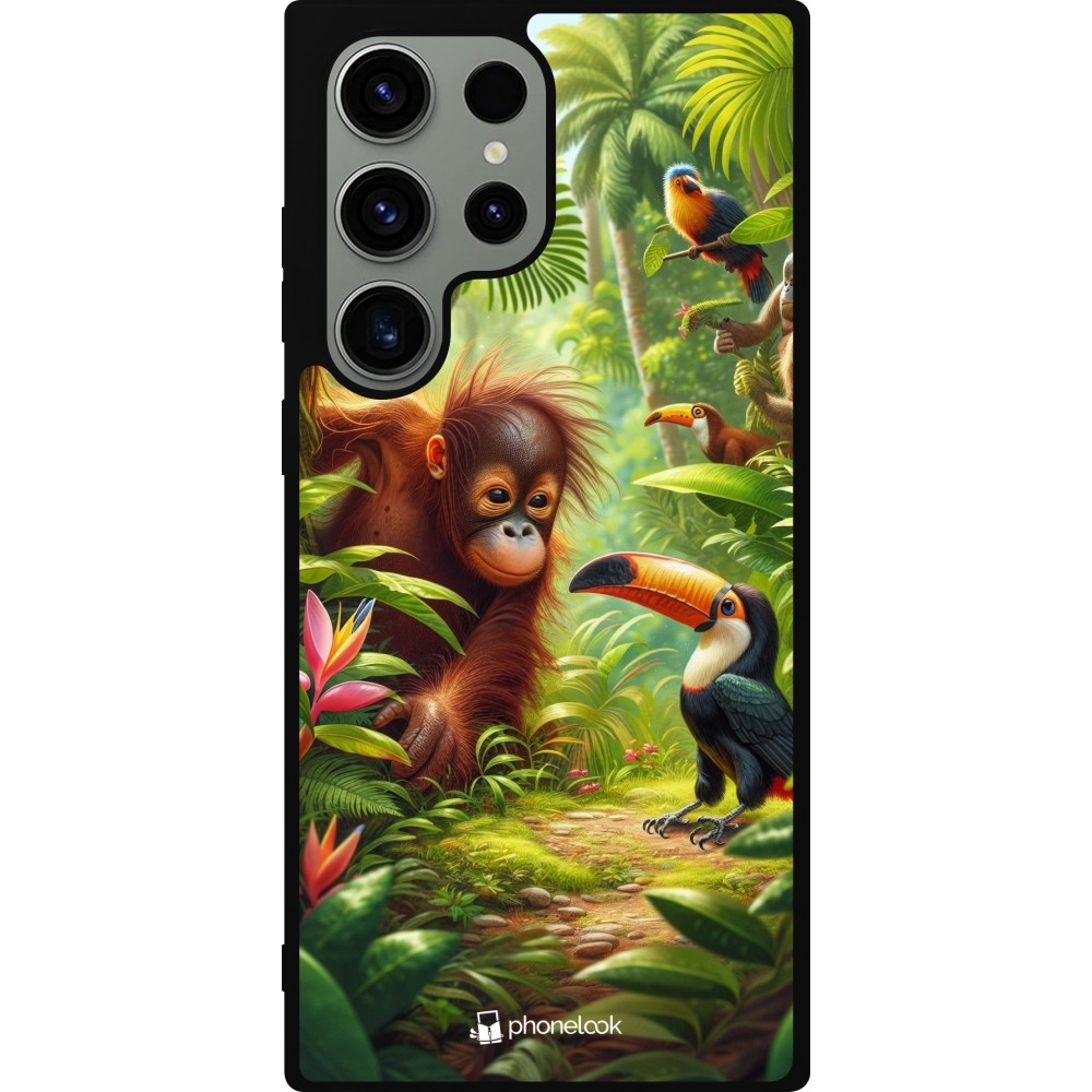 Samsung Galaxy S23 Ultra Case Hülle - Silikon schwarz Tropischer Dschungel Tayrona