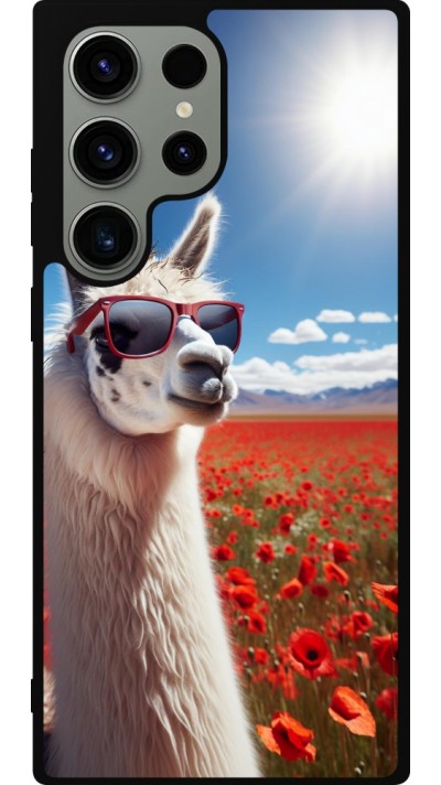 Samsung Galaxy S23 Ultra Case Hülle - Silikon schwarz Lama Chic in Mohnblume