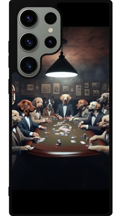 Coque Samsung Galaxy S23 Ultra - Silicone rigide noir Les pokerdogs