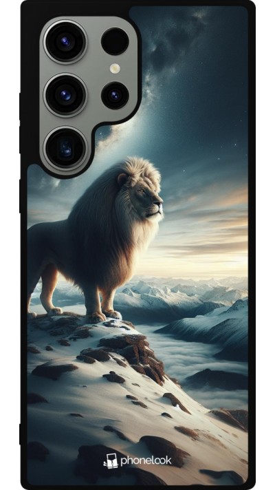Coque Samsung Galaxy S23 Ultra - Silicone rigide noir Le lion blanc