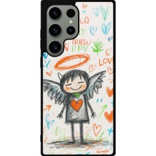 Coque Samsung Galaxy S23 Ultra - Silicone rigide noir Little Angel Sketch Love
