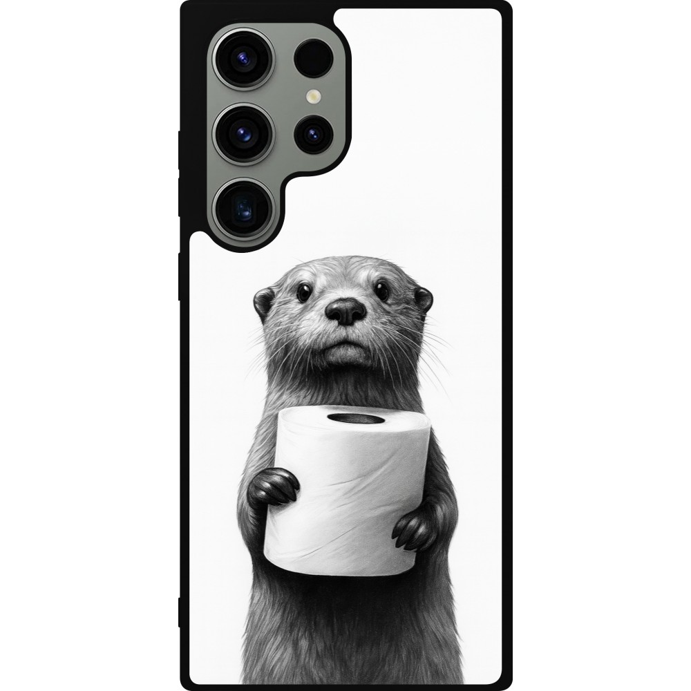 Samsung Galaxy S23 Ultra Case Hülle - Silikon schwarz Otter Toilettenpapier